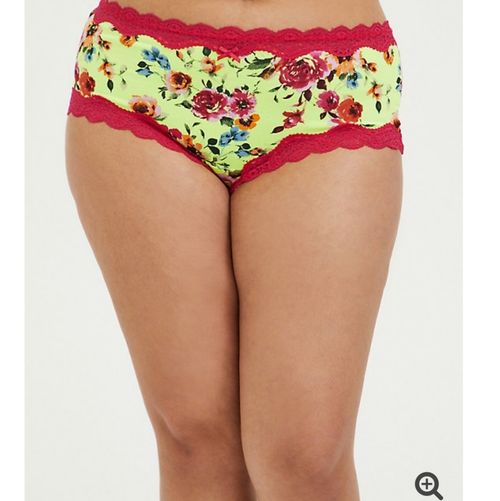 Neon yellow floral cheeky panty